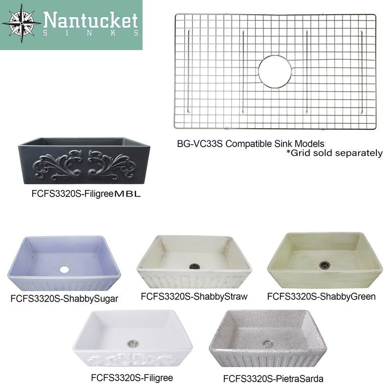 Nantucket Sinks 33-Inch Farmhouse Fireclay Sink with Filigree Apron - Matte Black FCFS3320S-FiligreeMBL - view 5