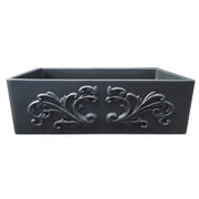 Nantucket Sinks 33-Inch Farmhouse Fireclay Sink with Filigree Apron - Matte Black FCFS3320S-FiligreeMBL
