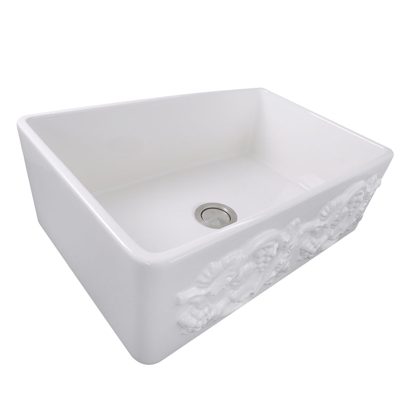 Nantucket Sinks 33-Inch Farmhouse Fireclay Sink with Grapes Apron FCFS3320S-Grapes - view 2