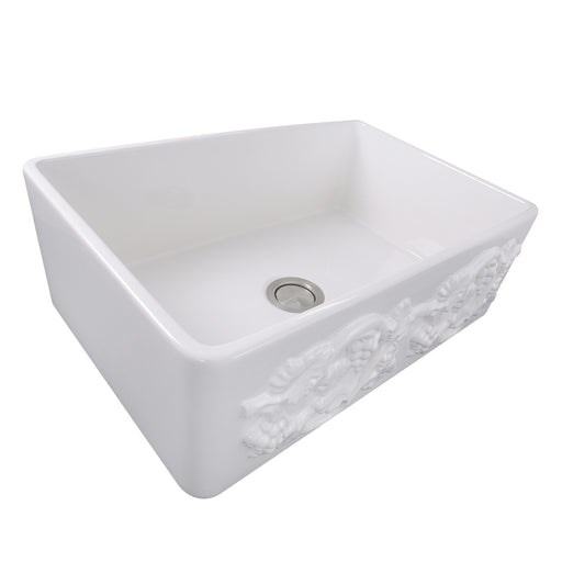 Nantucket Sinks 33-Inch Farmhouse Fireclay Sink with Grapes Apron FCFS3320S-Grapes - view 2