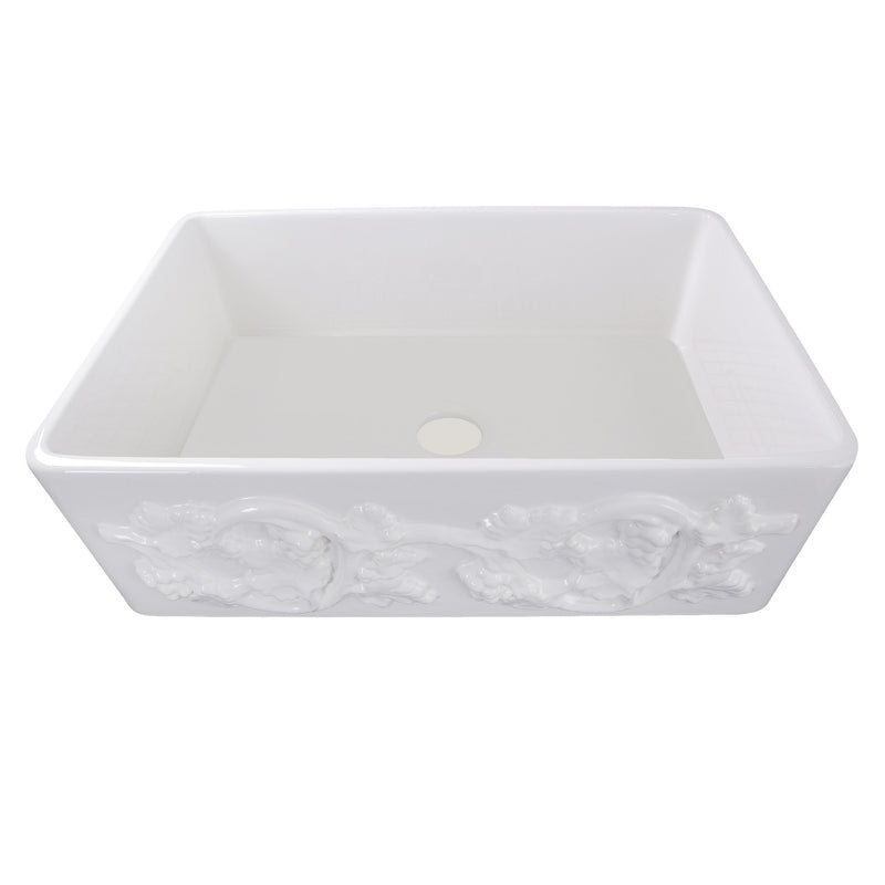 Nantucket Sinks 33-Inch Farmhouse Fireclay Sink with Grapes Apron FCFS3320S-Grapes - view 4