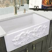 Nantucket Sinks 33-Inch Farmhouse Fireclay Sink with Grapes Apron FCFS3320S-Grapes - view 6