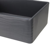 Nantucket Sinks 33 Inch Matte Black Farmhouse Fireclay Sink with Waves Apron FCFS3320S-MB-Waves - view 3