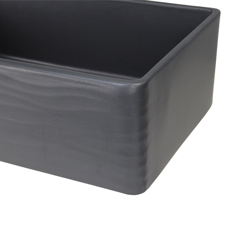 Nantucket Sinks 33 Inch Matte Black Farmhouse Fireclay Sink with Waves Apron FCFS3320S-MB-Waves - view 3