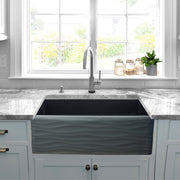 Nantucket Sinks 33 Inch Matte Black Farmhouse Fireclay Sink with Waves Apron FCFS3320S-MB-Waves - view 6
