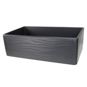 Nantucket Sinks 33 Inch Matte Black Farmhouse Fireclay Sink with Waves Apron FCFS3320S-MB-Waves
