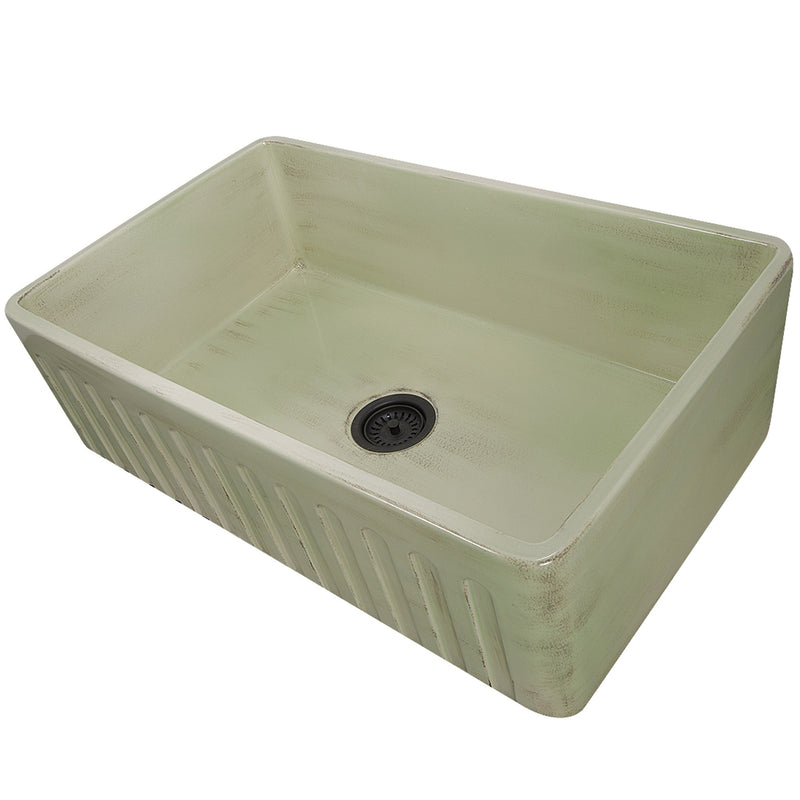 Nantucket Sinks 33-Inch Farmhouse Fireclay Sink with Shabby Green Finish FCFS3320S-ShabbyGreen - view 2