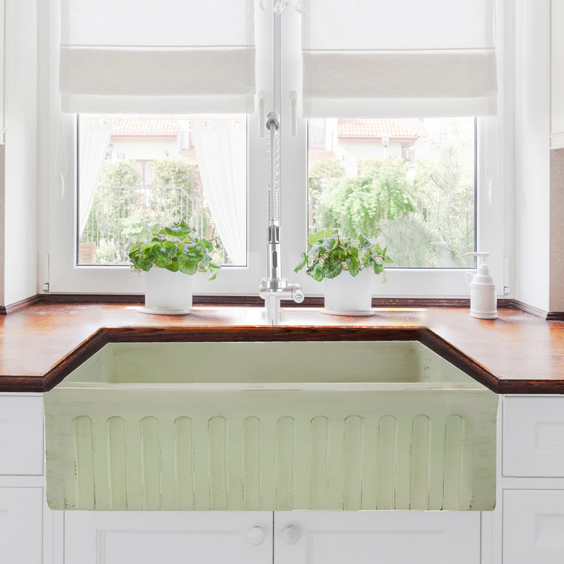 Nantucket Sinks 33-Inch Farmhouse Fireclay Sink with Shabby Green Finish FCFS3320S-ShabbyGreen - view 8