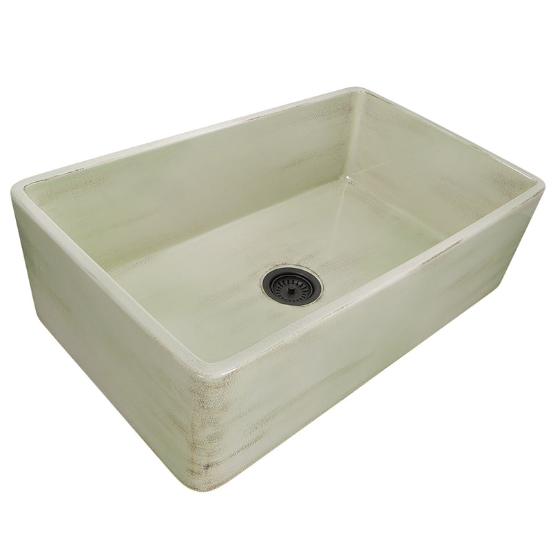 Nantucket Sinks 33-Inch Farmhouse Fireclay Sink with Shabby Green Finish FCFS3320S-ShabbyGreen