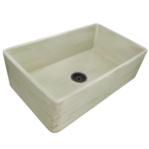 Nantucket Sinks 33-Inch Farmhouse Fireclay Sink with Shabby Green Finish FCFS3320S-ShabbyGreen