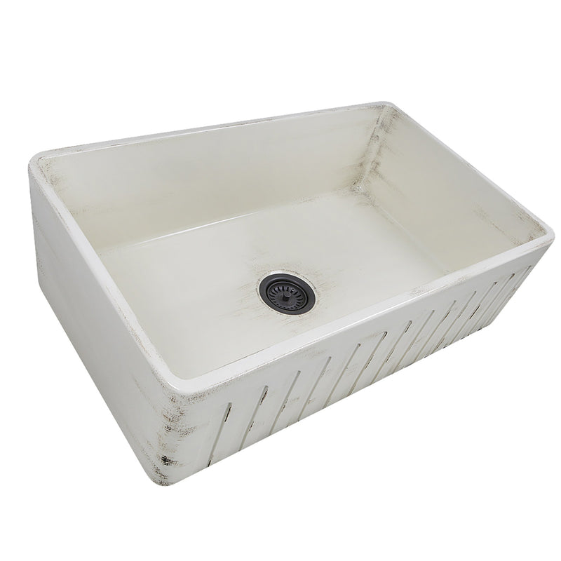 Nantucket Sinks 33-Inch Farmhouse Fireclay Sink with Shabby Straw Finish FCFS3320S-ShabbyStraw - view 2