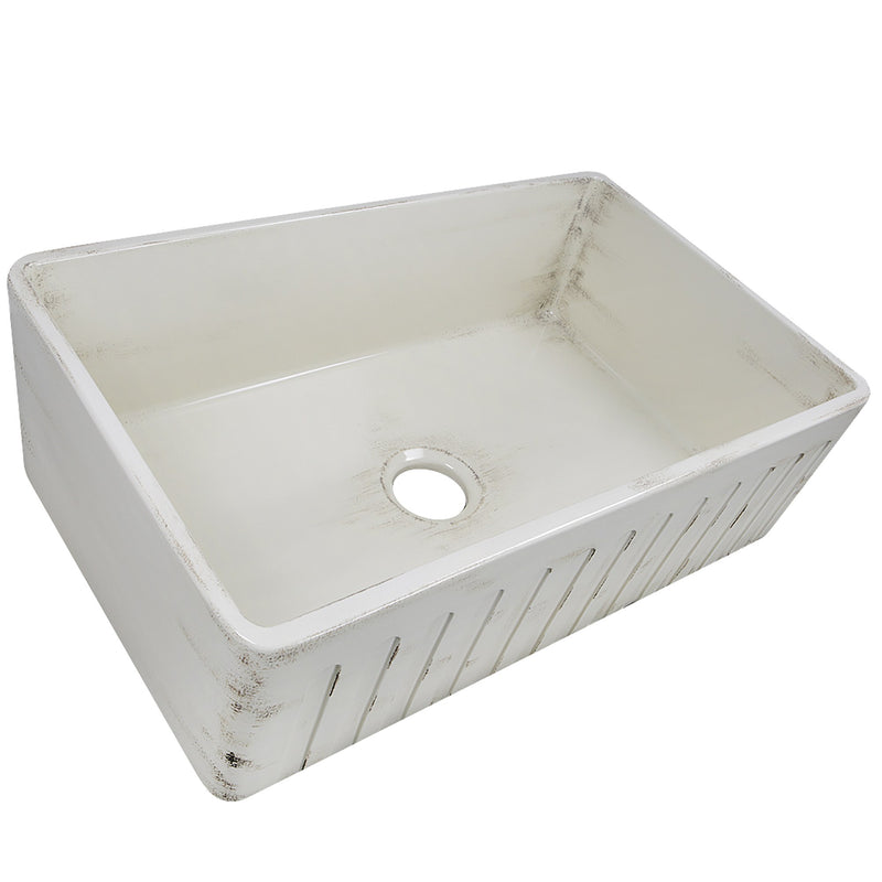 Nantucket Sinks 33-Inch Farmhouse Fireclay Sink with Shabby Straw Finish FCFS3320S-ShabbyStraw - view 6