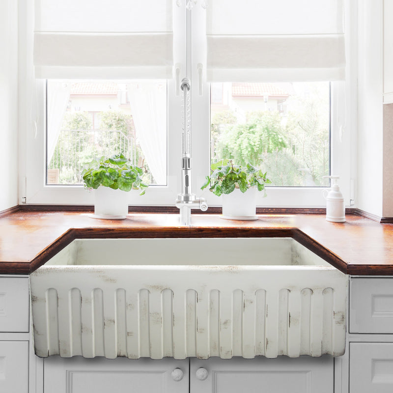 Nantucket Sinks 33-Inch Farmhouse Fireclay Sink with Shabby Straw Finish FCFS3320S-ShabbyStraw - view 8