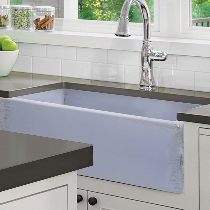 Nantucket Sinks 33-Inch Farmhouse Fireclay Sink with Shabby Sugar Finish FCFS3320S-ShabbySugar - view 7