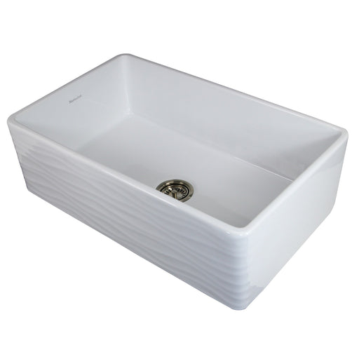 Nantucket Sinks 33 Inch Farmhouse Fireclay Sink with Waves Apron FCFS3320S-W-Waves - view 2