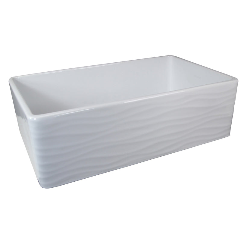 Nantucket Sinks 33 Inch Farmhouse Fireclay Sink with Waves Apron FCFS3320S-W-Waves - view 4