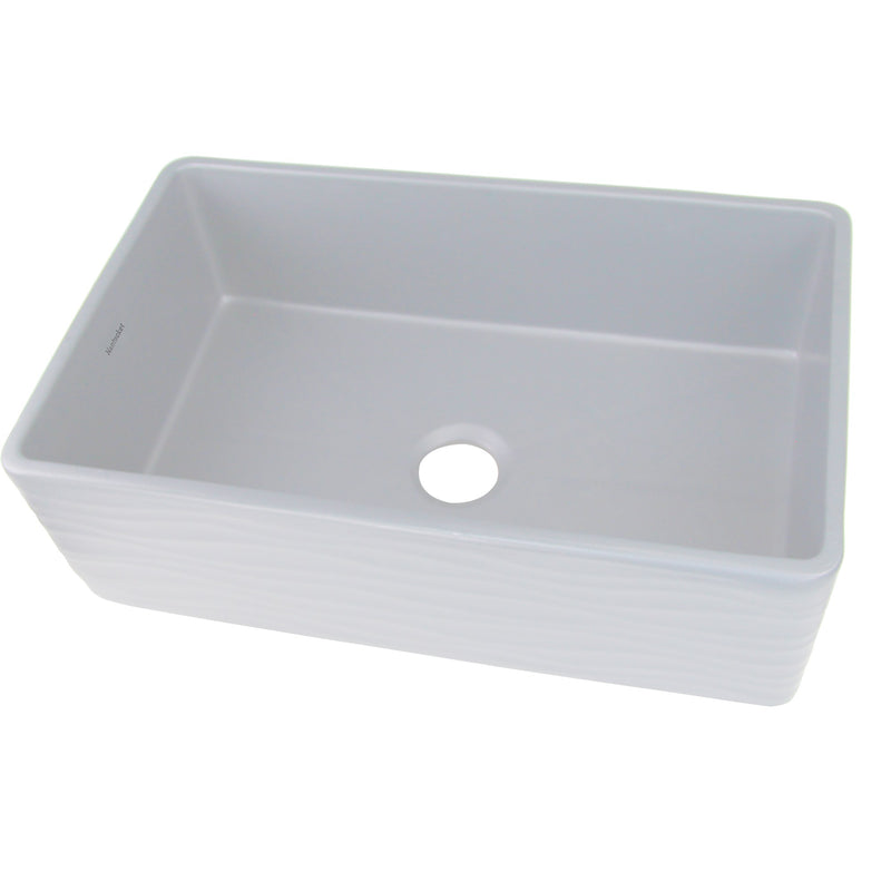 Nantucket Sinks 33 Inch Farmhouse Fireclay Sink with Waves Apron FCFS3320S-W-Waves - view 5