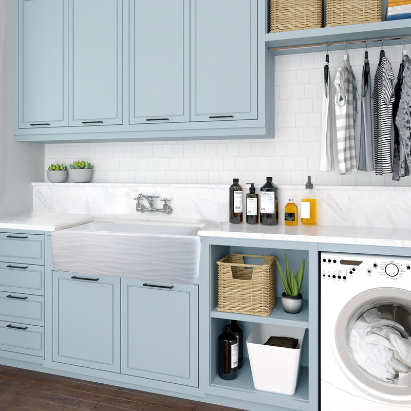 Nantucket Sinks 33 Inch Farmhouse Fireclay Sink with Waves Apron FCFS3320S-W-Waves - view 7