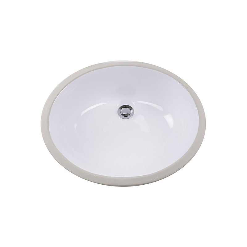 Nantucket Sinks 15 Inch x 12 Inch Glazed Bottom Undermount GB-15x12-W Oval Ceramic Sink In White - view 4