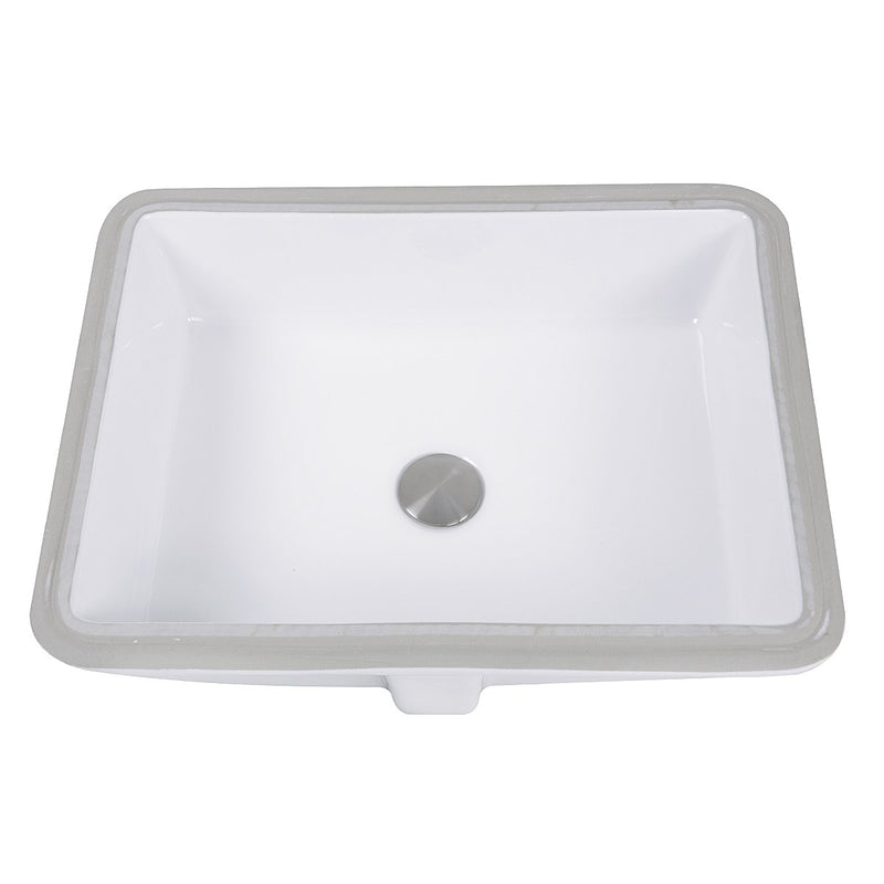 Nantucket Sinks 17 Inch x 13 Inch Glazed Bottom Undermount GB-17x13-W Rectangle Ceramic Sink In White - view 2