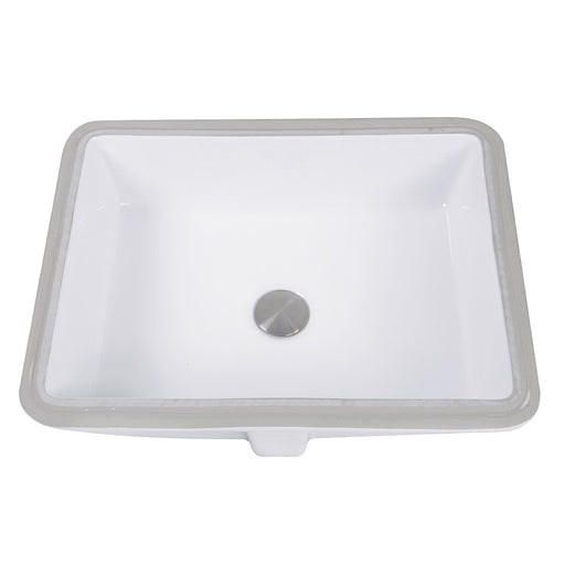 Nantucket Sinks 17 Inch x 13 Inch Glazed Bottom Undermount GB-17x13-W Rectangle Ceramic Sink In White - view 2