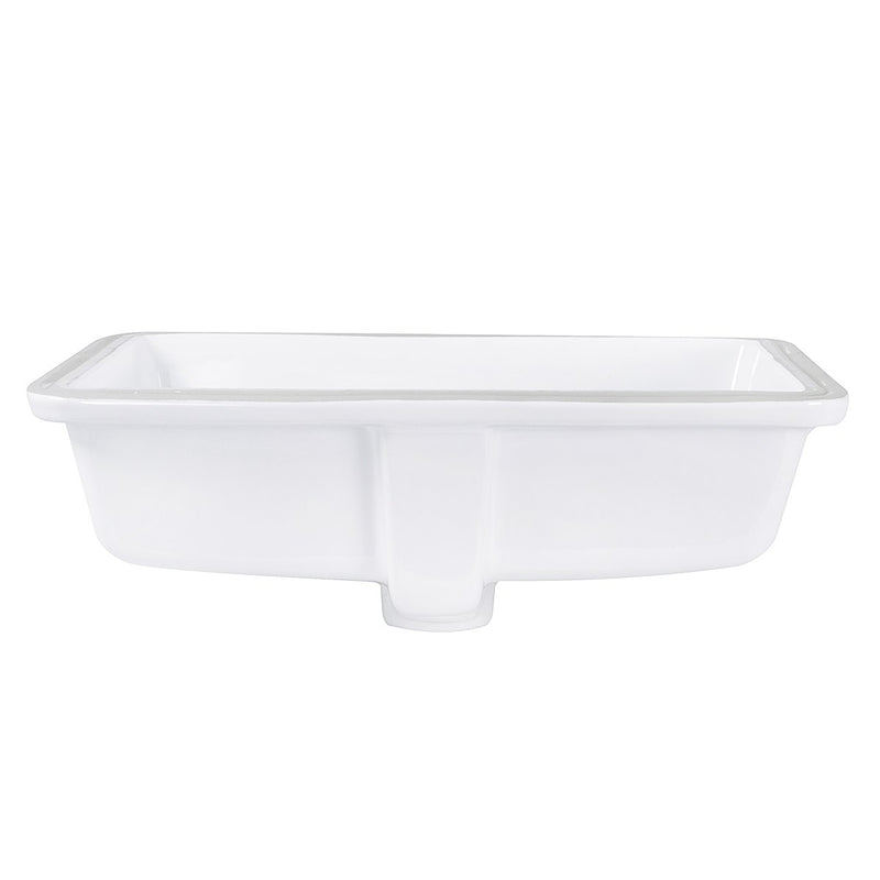 Nantucket Sinks 17 Inch x 13 Inch Glazed Bottom Undermount GB-17x13-W Rectangle Ceramic Sink In White - view 3