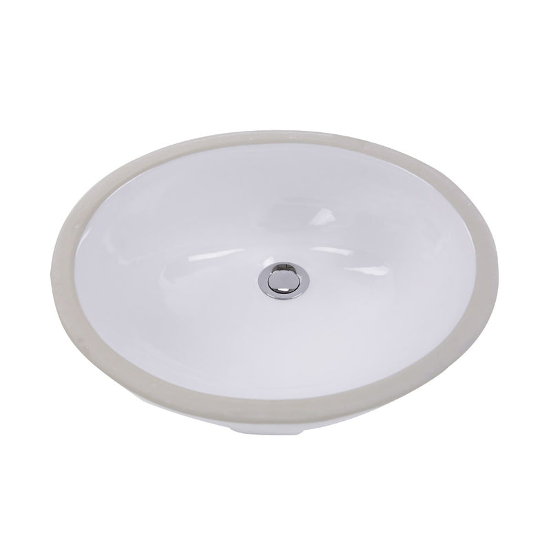 Nantucket Sinks 17 Inch x 14 Inch Glazed Bottom Undermount GB-17x17-W Oval Ceramic Sink In White GB-17x14-W - view 3