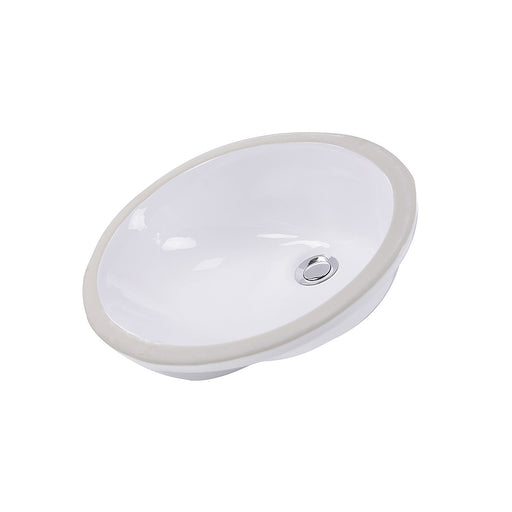 Nantucket Sinks 17 Inch x 14 Inch Glazed Bottom Undermount GB-17x17-W Oval Ceramic Sink In White GB-17x14-W
