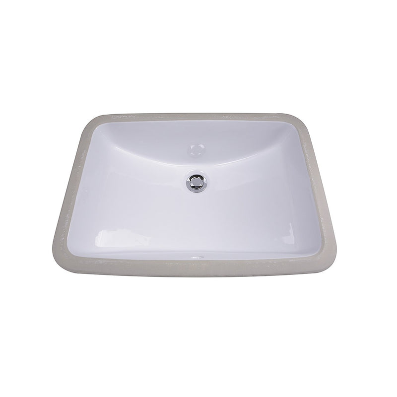 Nantucket Sinks 18 Inch x 12 Inch Glazed Bottom Undermount GB-18x12-W Rectangle Ceramic Sink In White - view 2
