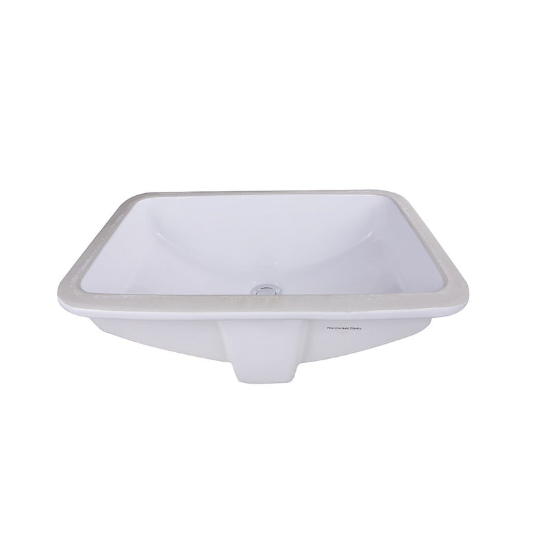 Nantucket Sinks 18 Inch x 12 Inch Glazed Bottom Undermount GB-18x12-W Rectangle Ceramic Sink In White - view 3
