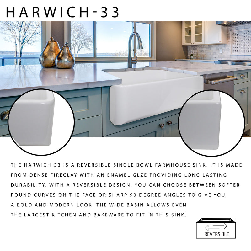 Nantucket Sinks 33 Inch Italian Farmhouse Fireclay Sink Harwich-33 - view 6