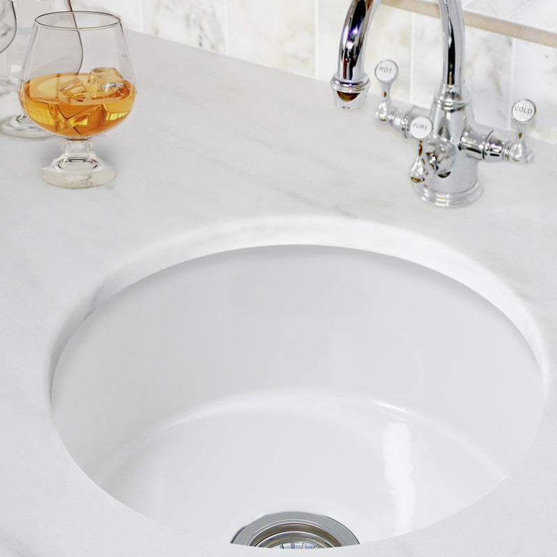 Nantucket Sinks 18 inch Fireclay Round Bar-Prep Sink - White Hyannis-18 - view 6