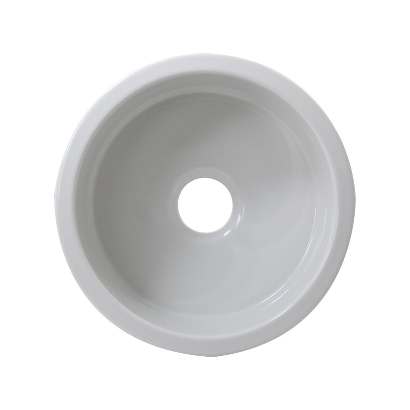 Nantucket Sinks 18 inch Fireclay Round Bar-Prep Sink - White Hyannis-18