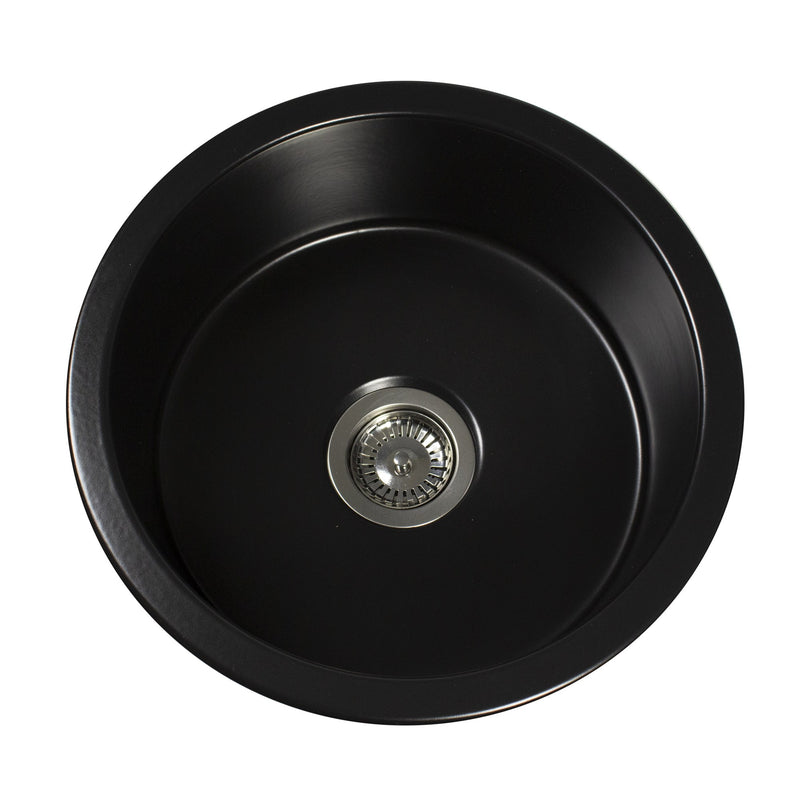 Nantucket Sinks 18 inch Fireclay Round Bar-Prep Sink - Matte Black Hyannis-18MB - view 3