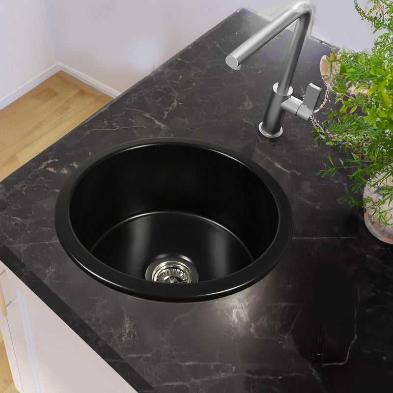 Nantucket Sinks 18 inch Fireclay Round Bar-Prep Sink - Matte Black Hyannis-18MB - view 8