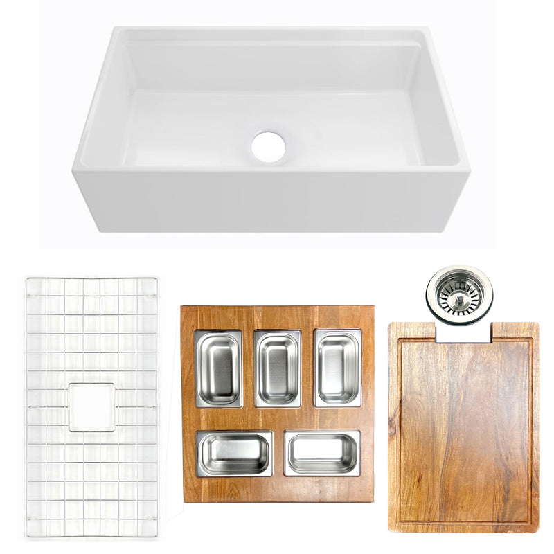 Nantucket Sinks 33-inch Fireclay workstation Condiment Servers Sink Set HZ-TPS33W-ST1 - view 2