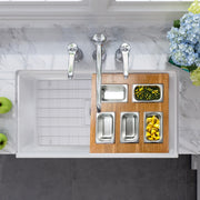 Nantucket Sinks 33-inch Fireclay workstation Condiment Servers Sink Set HZ-TPS33W-ST1 - view 6