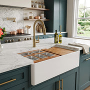 Nantucket Sinks 33-inch Fireclay workstation Condiment Servers Sink Set HZ-TPS33W-ST1 - view 8