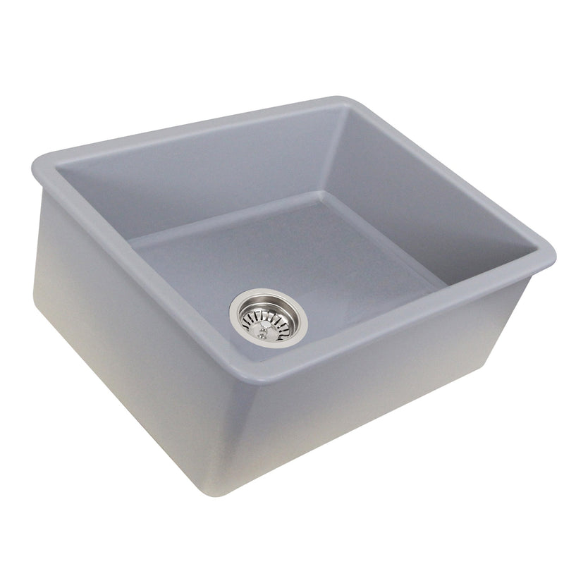 Nantucket Sinks Island Collection Fireclay 24" Matte Grey Single Bowl Dualmount Sink ISFC24GR-SB1 - view 2