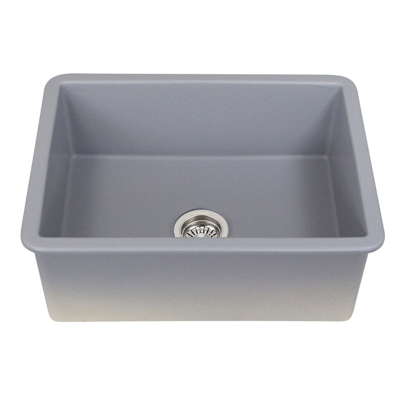 Nantucket Sinks Island Collection Fireclay 24" Matte Grey Single Bowl Dualmount Sink ISFC24GR-SB1 - view 3