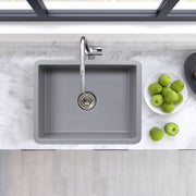Nantucket Sinks Island Collection Fireclay 24" Matte Grey Single Bowl Dualmount Sink ISFC24GR-SB1 - view 5