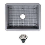 Nantucket Sinks Island Collection Fireclay 24" Matte Grey Single Bowl Dualmount Sink ISFC24GR-SB1
