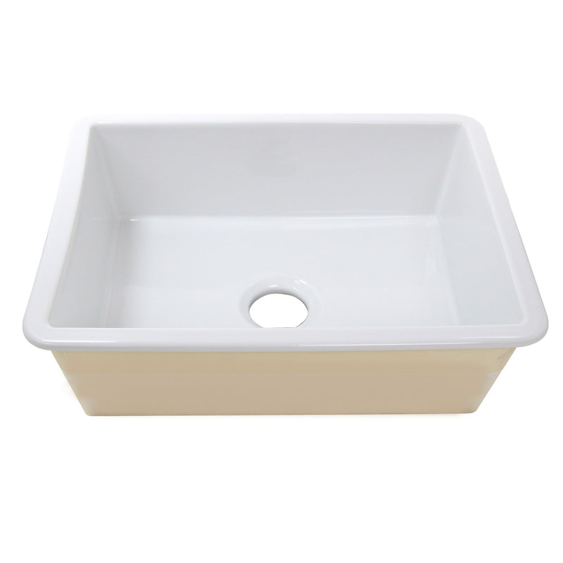 Nantucket Sinks Island Collection Fireclay 24" White Single Bowl Dualmount Sink ISFC24W-SB1 - view 4