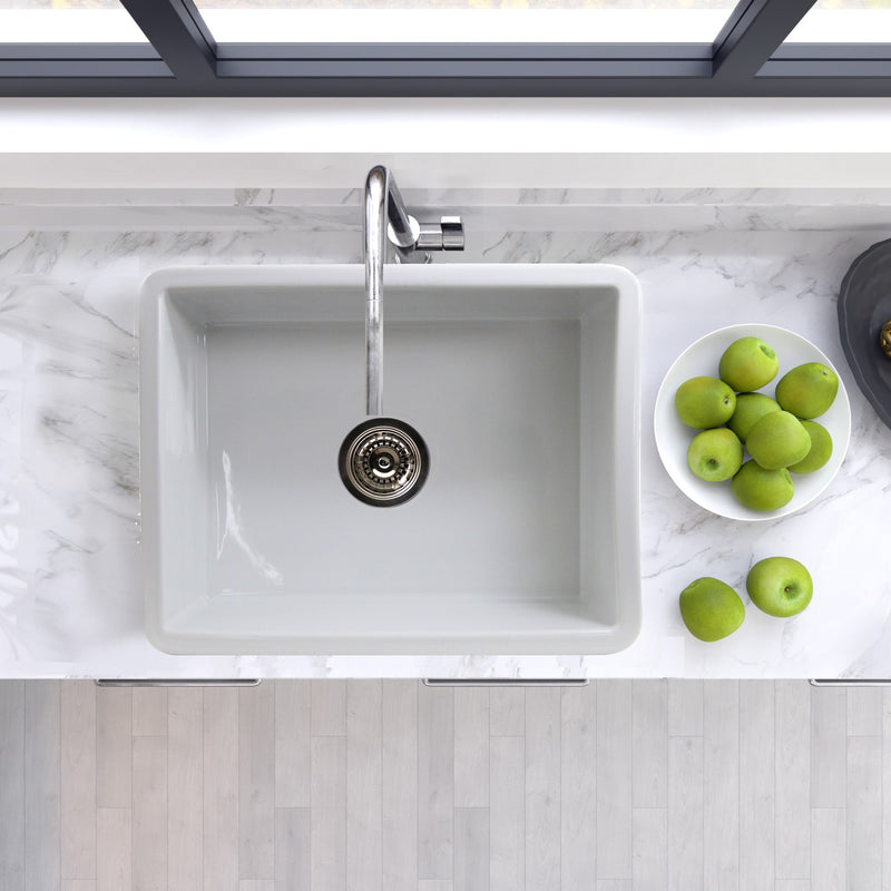 Nantucket Sinks Island Collection Fireclay 24" White Single Bowl Dualmount Sink ISFC24W-SB1 - view 5