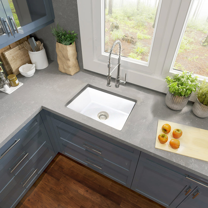 Nantucket Sinks Island Collection Fireclay 24" White Single Bowl Dualmount Sink ISFC24W-SB1 - view 6