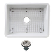 Nantucket Sinks Island Collection Fireclay 24" White Single Bowl Dualmount Sink ISFC24W-SB1
