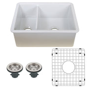 Nantucket Sinks Island Collection Fireclay 24" White Double Bowl Dualmount Sink ISFC24x18W-DB2 - view 2