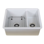 Nantucket Sinks Island Collection Fireclay 24" White Double Bowl Dualmount Sink ISFC24x18W-DB2 - view 3