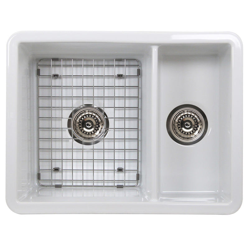 Nantucket Sinks Island Collection Fireclay 24" White Double Bowl Dualmount Sink ISFC24x18W-DB2 - view 4