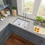Nantucket Sinks Island Collection Fireclay 24" White Double Bowl Dualmount Sink ISFC24x18W-DB2 - view 6